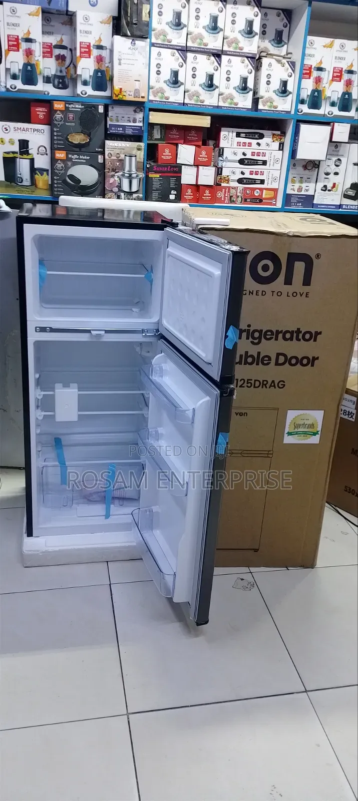 Von 125L Double Door Refrigerator