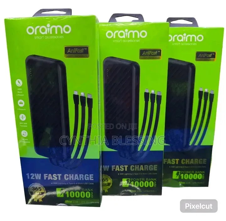 Oraimo Slice Link 10000mAh 12W Power Bank With Cables