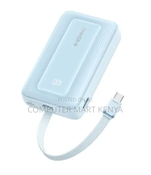 Anker Power Bank (, 30w, Built-in USB-C Cable) Blue (Powerbank)