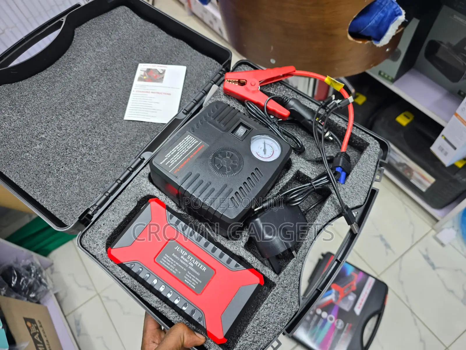Car Jump Starter With Air Compressor Emergency Power Station