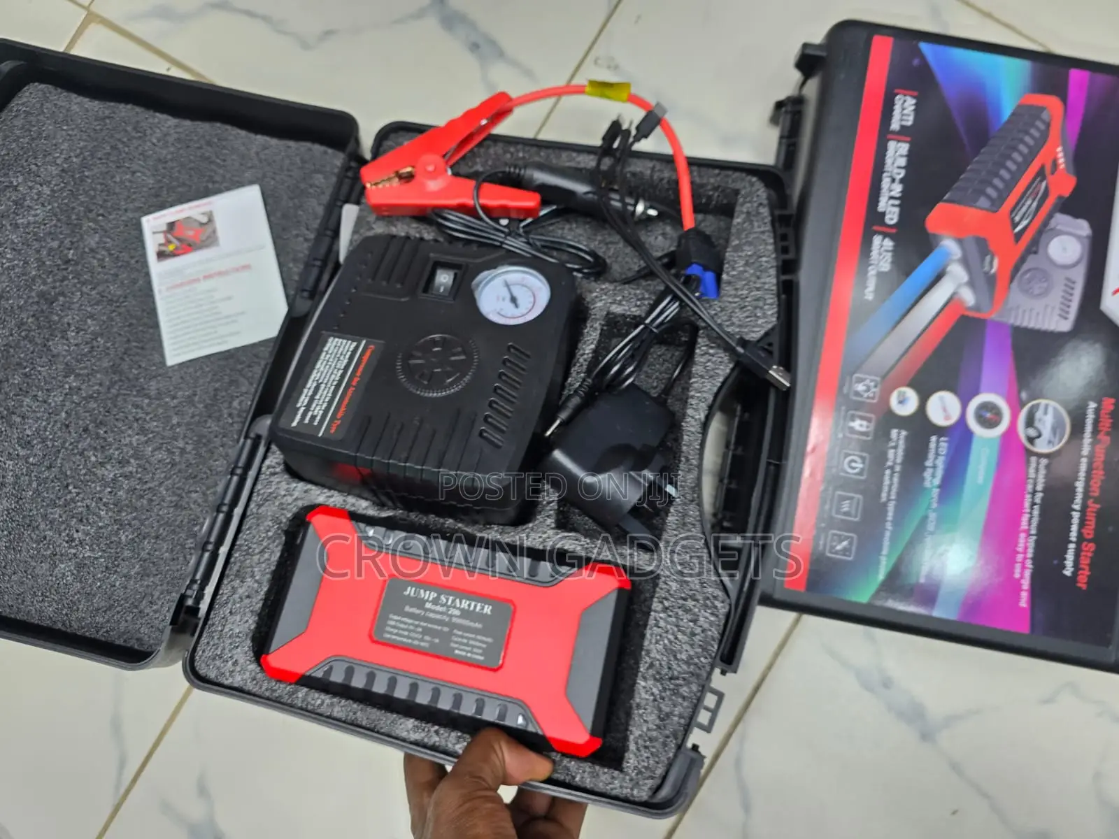 Car Jump Starter With Air Compressor Emergency Power Station