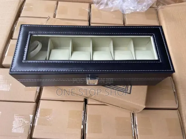 6-Slot Faux Leather Watch Organizer and Display Box