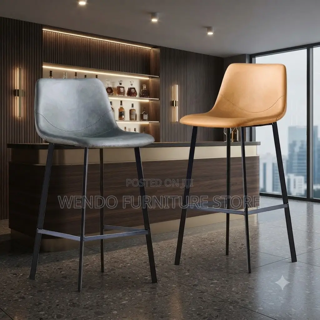 Barstools; Non Swivel Home Barstool With Leather Seat Cushion