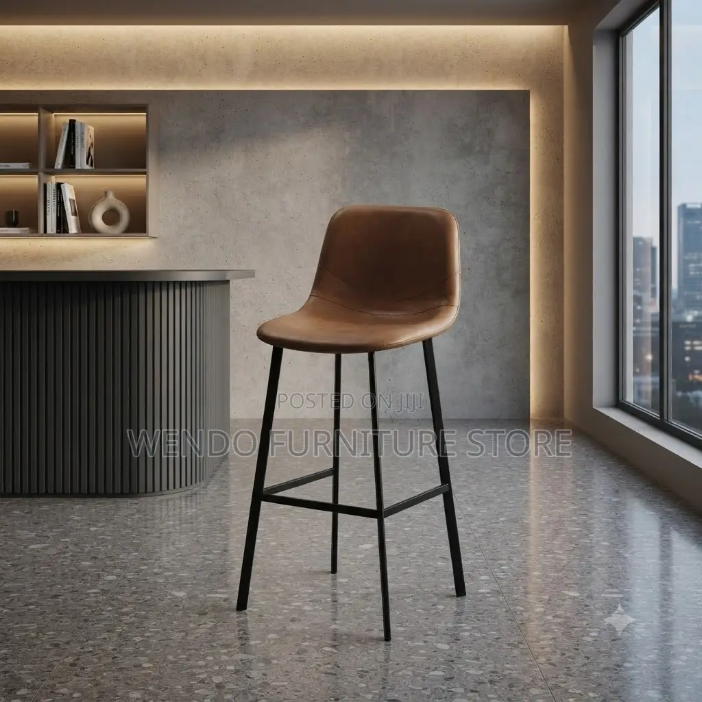 Barstools; Non Swivel Home Barstool With Leather Seat Cushion
