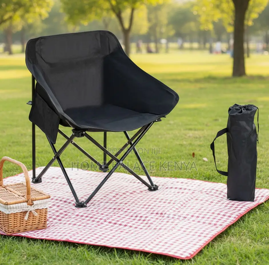 Camping Chair: Durable Black Low Mid Back Hiking Chair