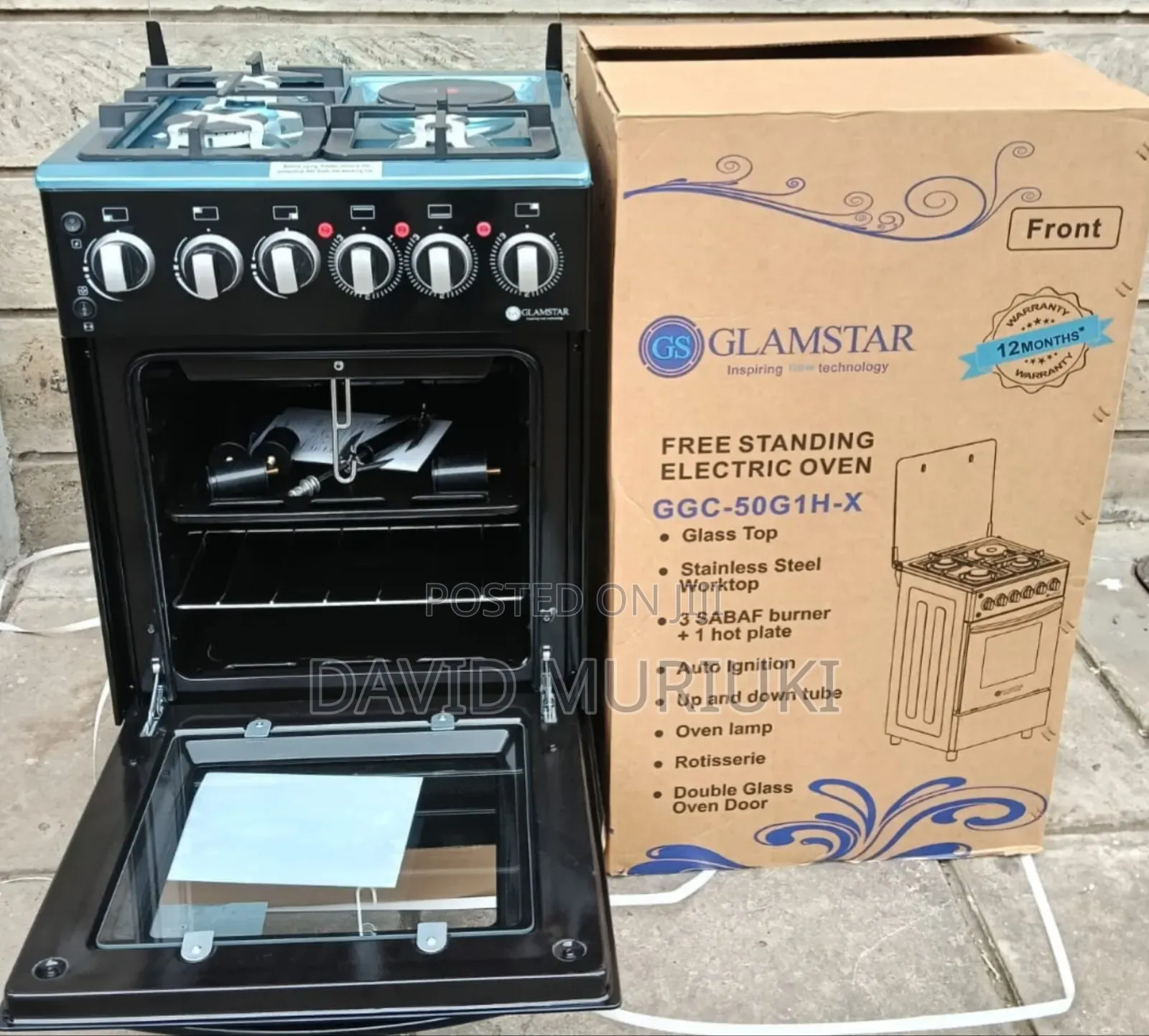 Glamstar Black 50×55 Standing 3+1 Cooker