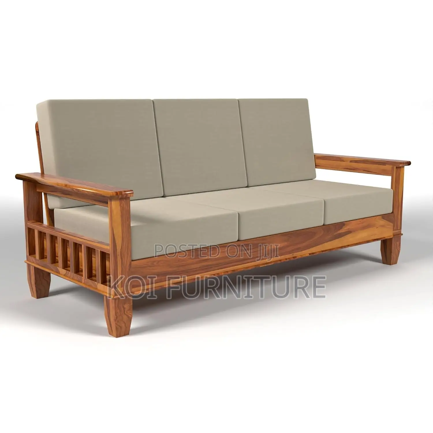 Sofa Set; Six Seaters Heavy Cushioned With Mahogany Finish Line