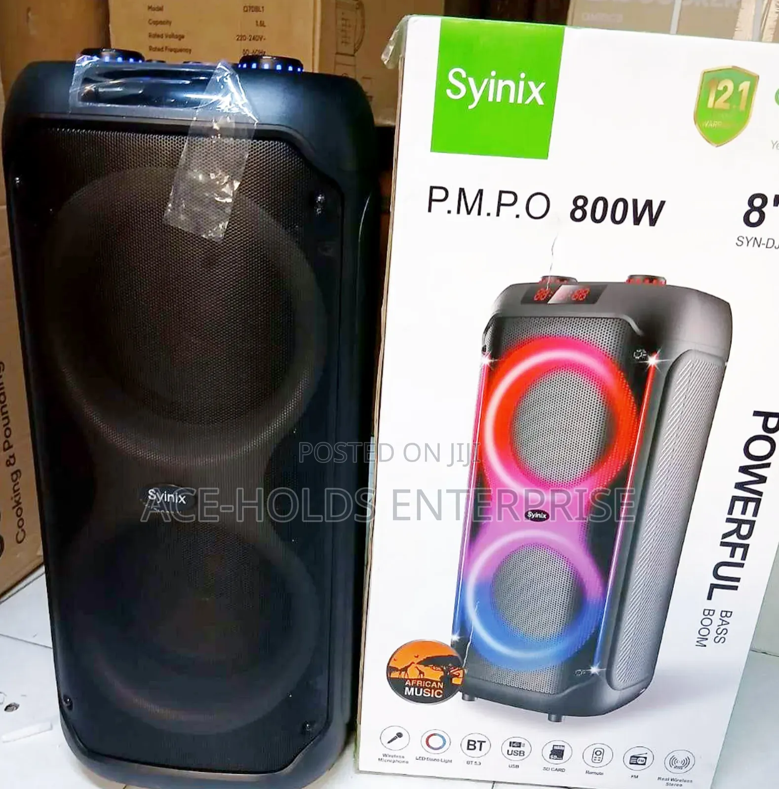 8" Inches Syinix Audio Party Boom Box Speaker (Built-in Battery)