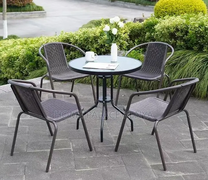 Outdoor Set: 5 Piece Breathable Backrest Family Outdoor Set