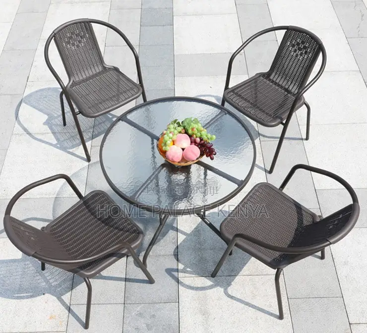 Outdoor Set: 5 Piece Breathable Backrest Family Outdoor Set