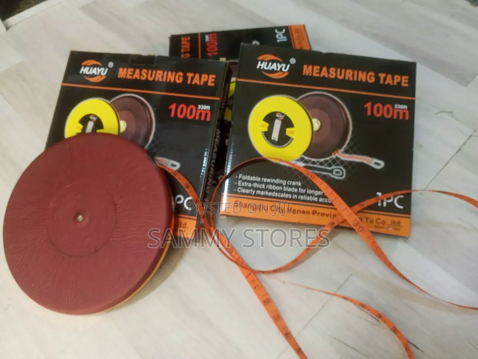 HUAYU 100m Survey Measuring Tape – Durable Open Reel Long Tape Measure