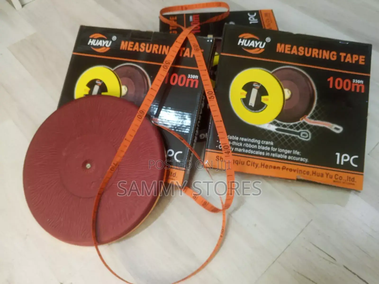 HUAYU 100m Fiberglass Measuring Tape Survey Tape With Folding Crank