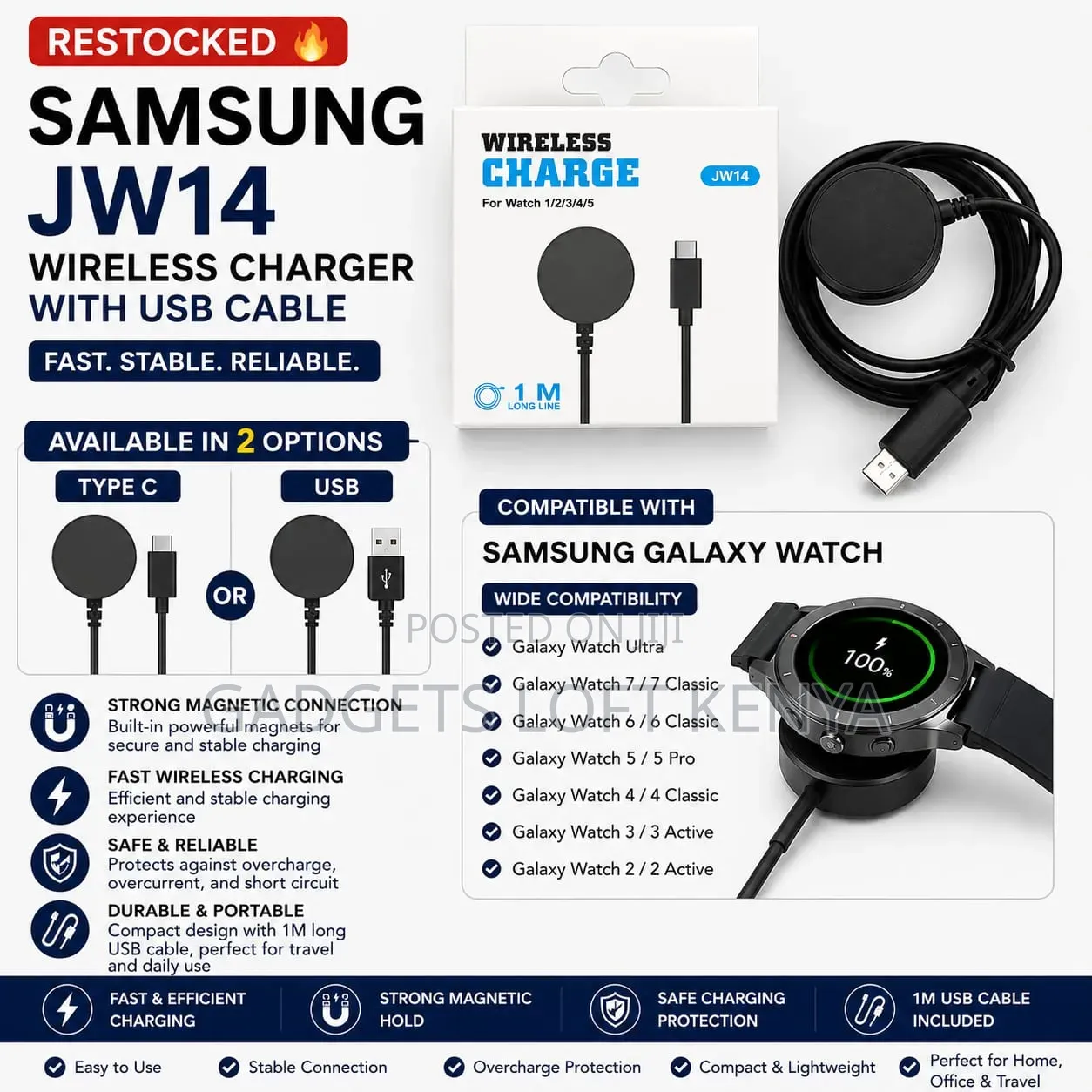 Samsung Galaxy Watch 1/2/3/4/5/6/7 Charger
