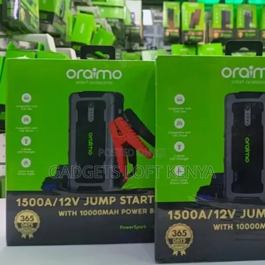 Oraimo Power Spark 1500A 12V Car Jump Starter With 10,000mAh Powerbank