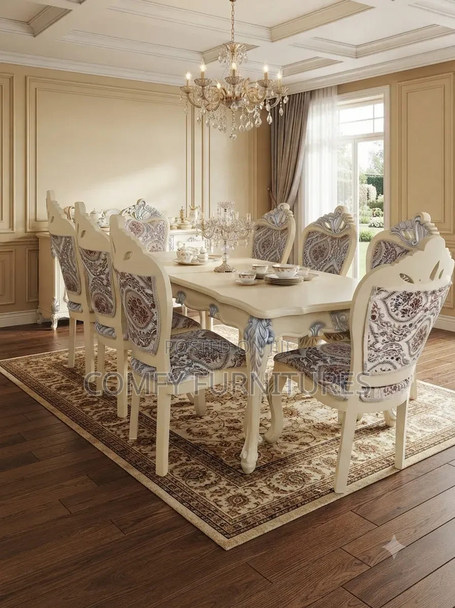 Exquisite 8-Piece Baroque-Style Dining Set