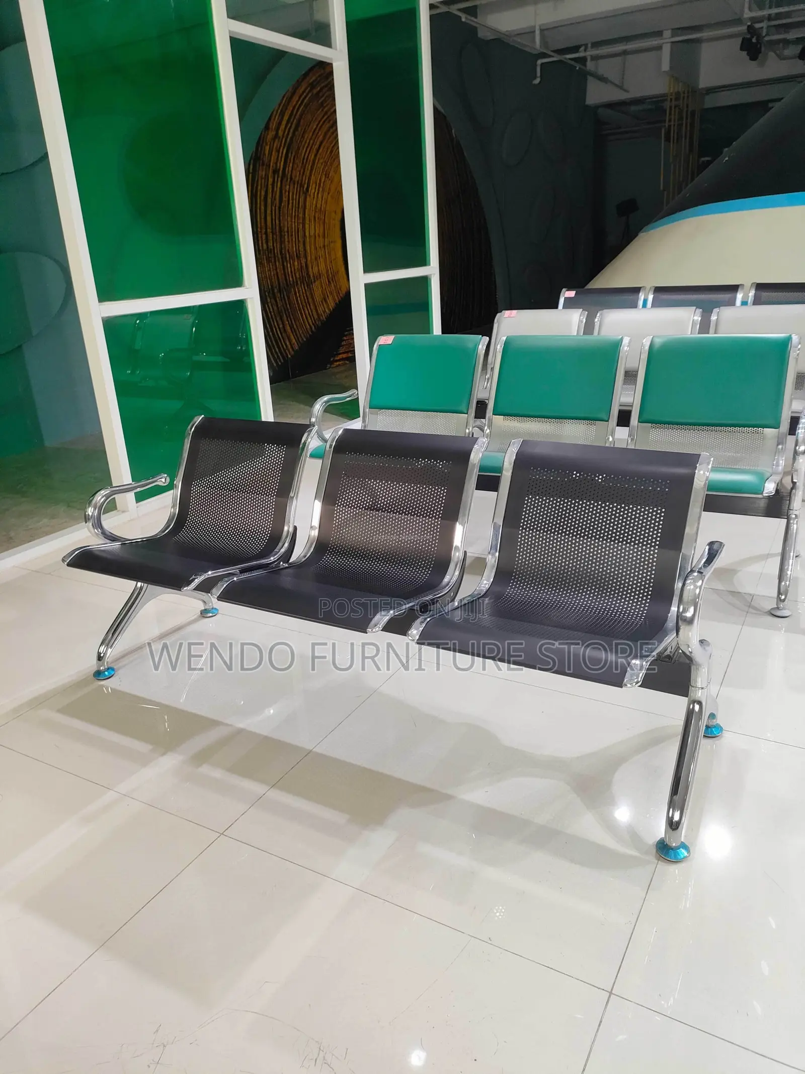 Office Benches; Three Seaters Metallic Front Office Bench for Visitors