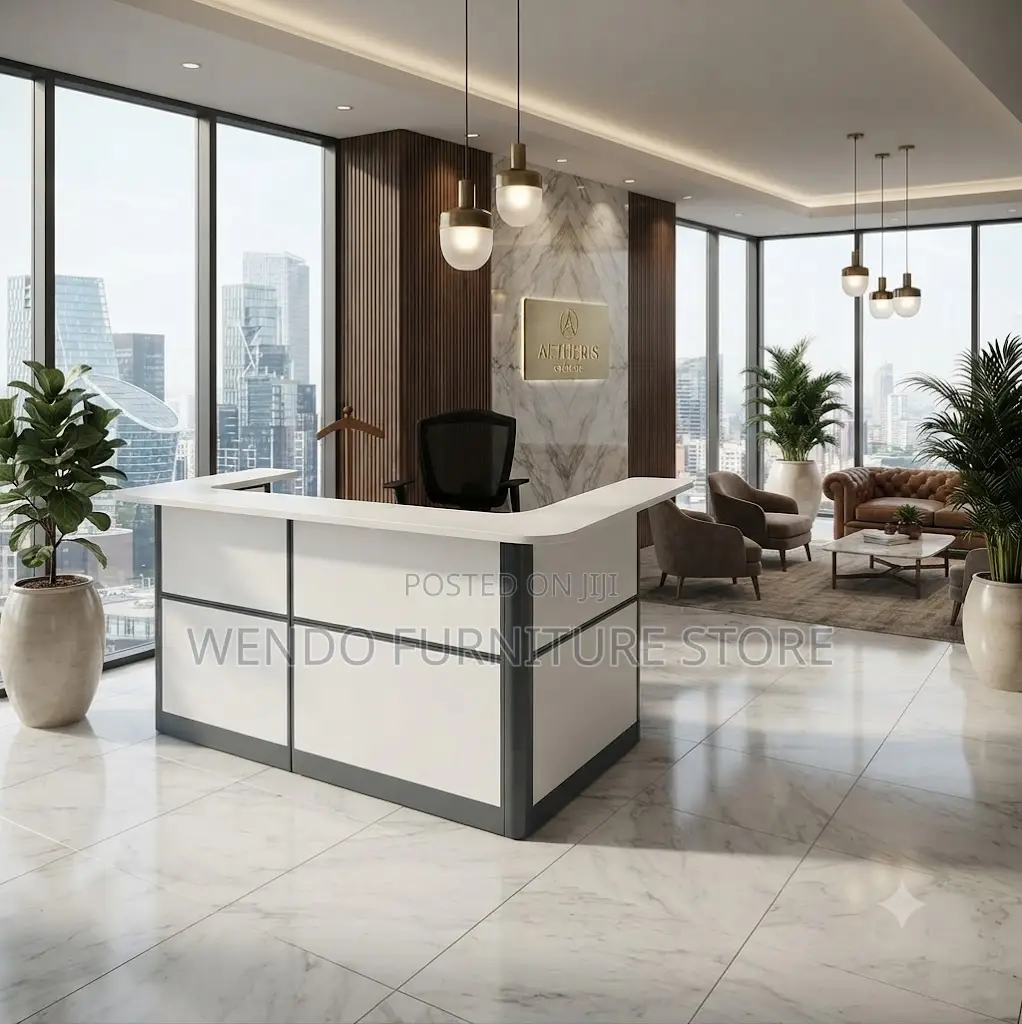 Reception Desk; 1.8 Meter White Classic Office Reception M67X Desk
