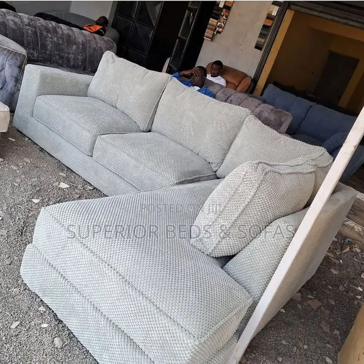 5 Seater Modern Light Grey L-Shaped Sofa: Pay on Delivery