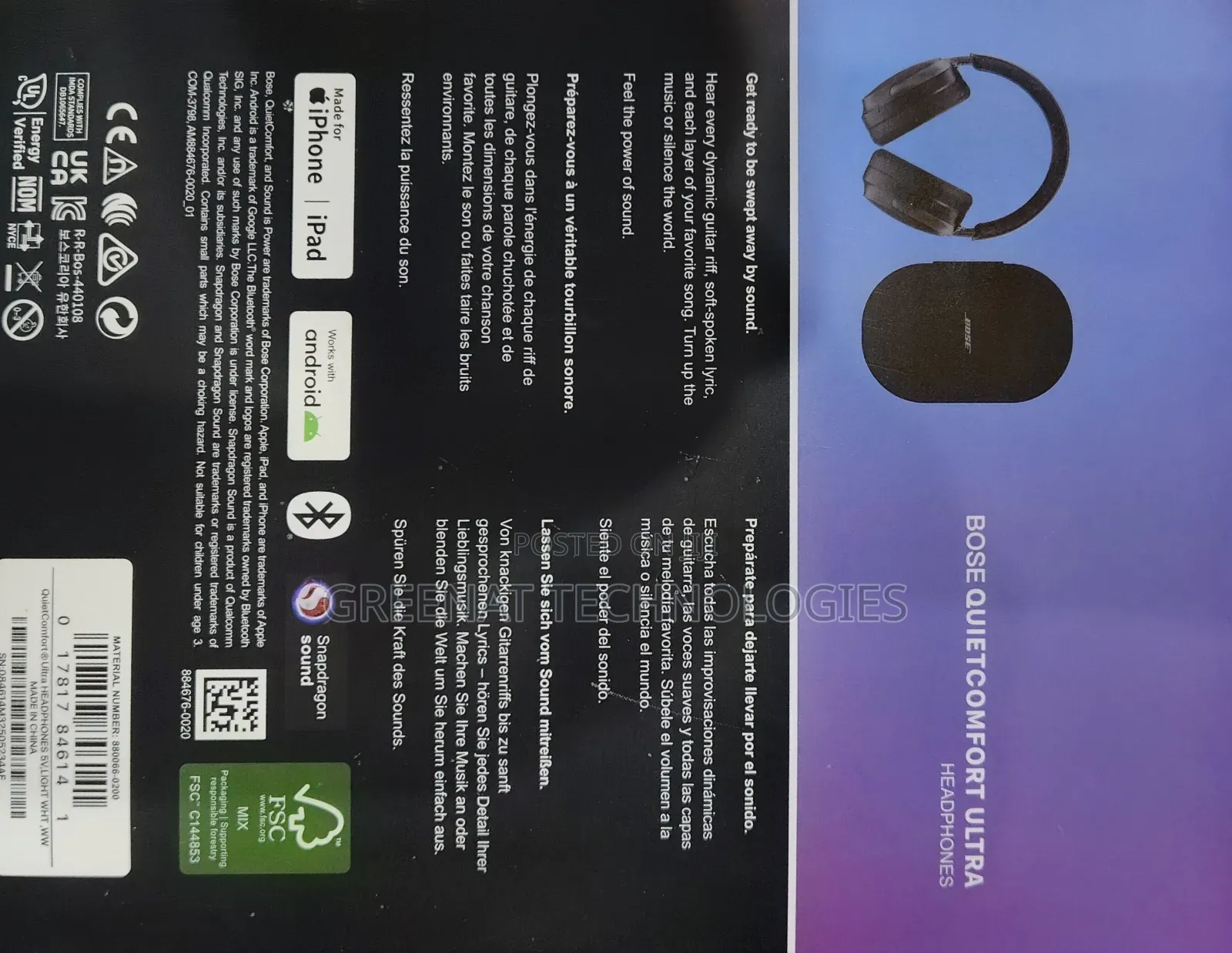 Bose Powerful Quietcomfort Ultra Bluetooth Headphones