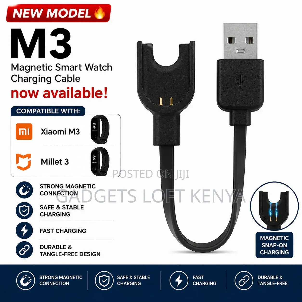 M3* for *Xiaomi M3/Millet3* Magnetic Smart Watch Charging Cables