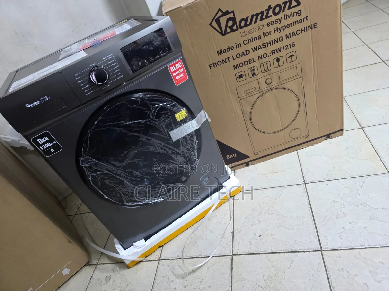 Ramtons 8KG Front Load Washer RW/216 – Energy Saving Inverter Motor