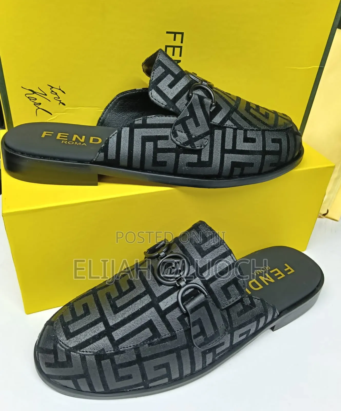 FENDI ROMA BLACK Velvet _Mules_Sizes; 40, 41, 42,43, 44, 45
