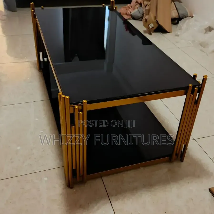Modern Glass Coffee Table With Gold Frame