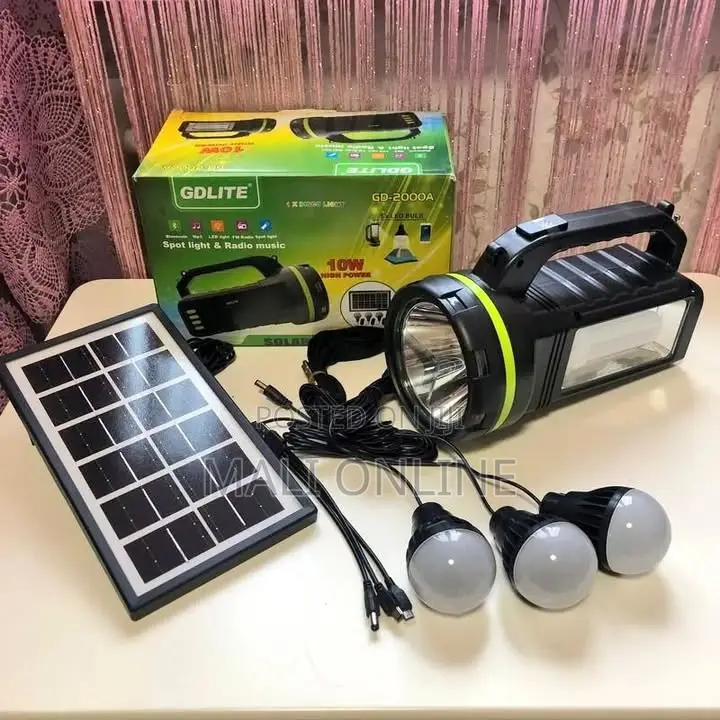 Solar Kit 9000mAh Portable Lighting System Solar Panel 3 LED Bulbs FM