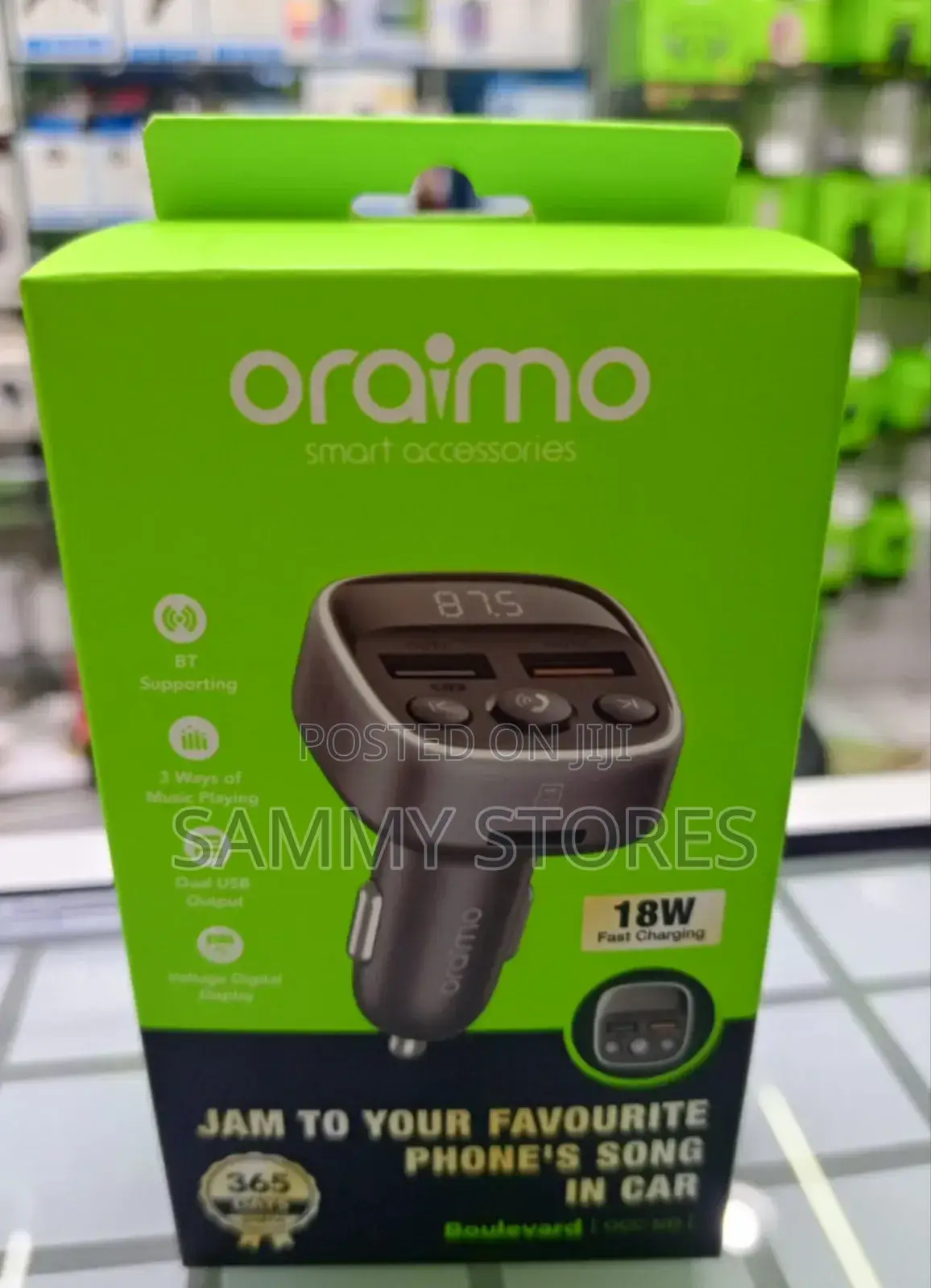 Oraimo 18W Fast Charging Bluetooth FM Transmitter Car Charger