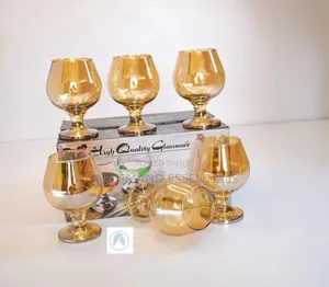 6pcs Gold Cognac Glasses Set