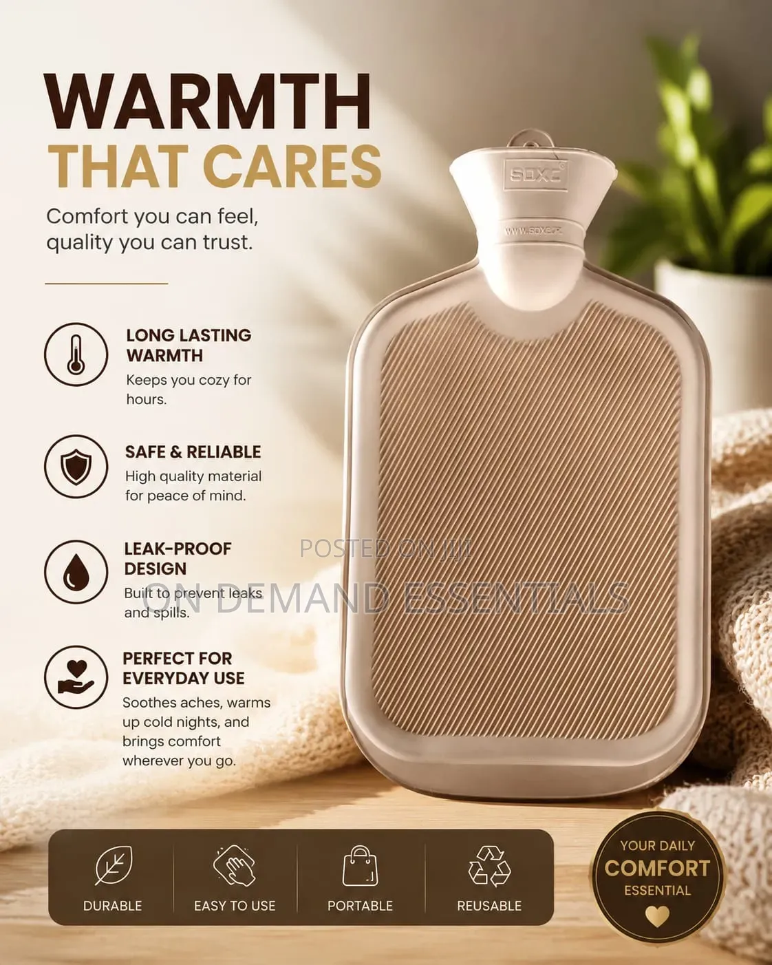 Silicone Hot Water Bottle For Heat Therapy
