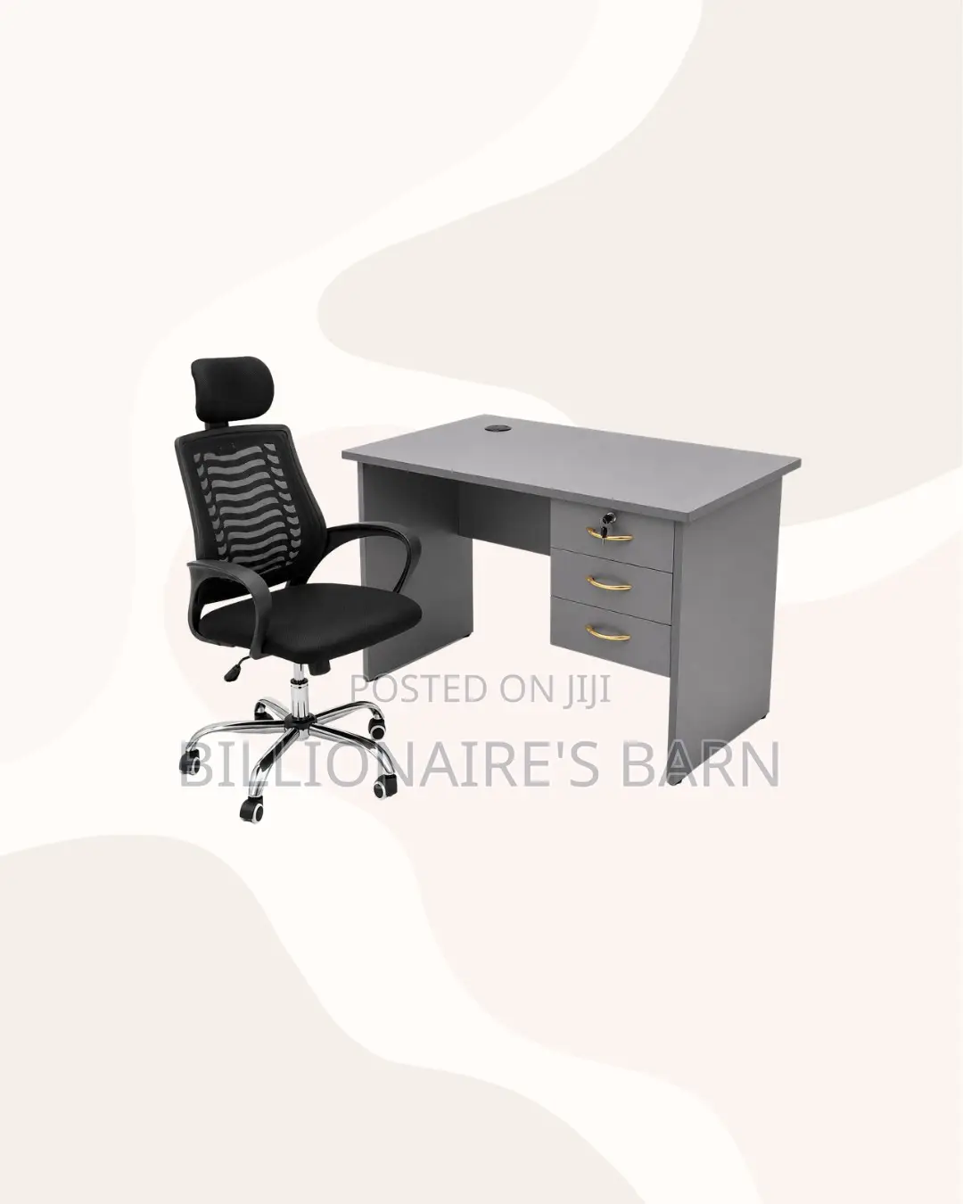 Modern 1m Desk and Headrest Mesh Chair for Office Tasks