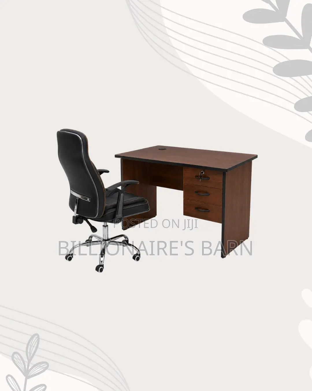 Practical 1m Desk and C35 Executive Leather Chair for Office Corners