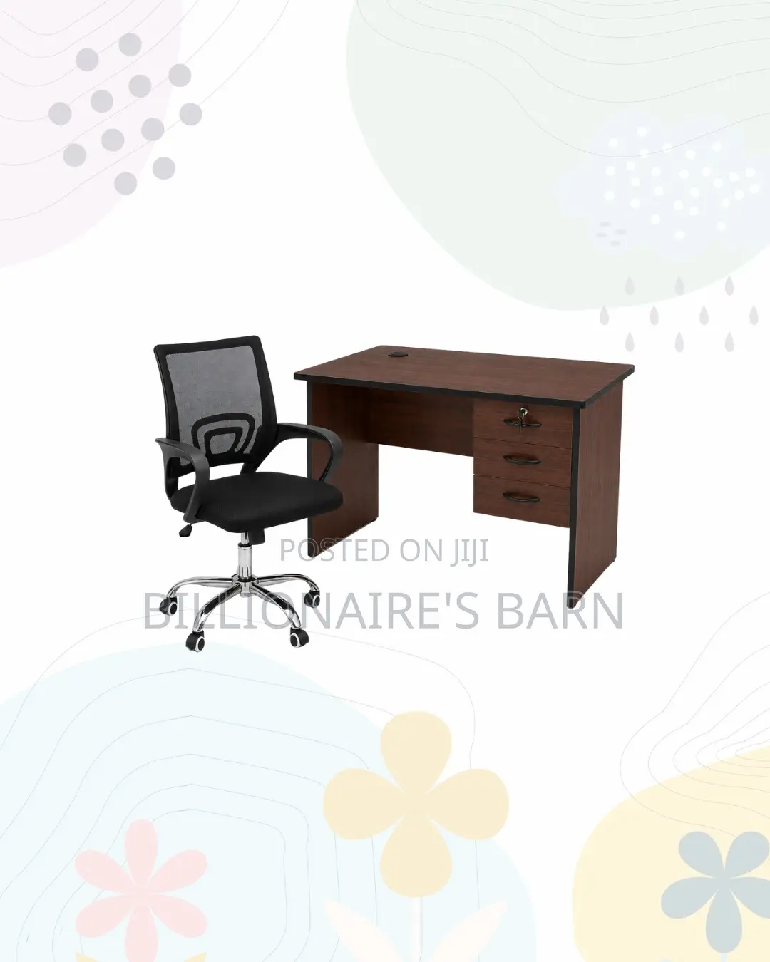 Modern 1m Desk and Secretarial Mesh Chair for Office Tasks