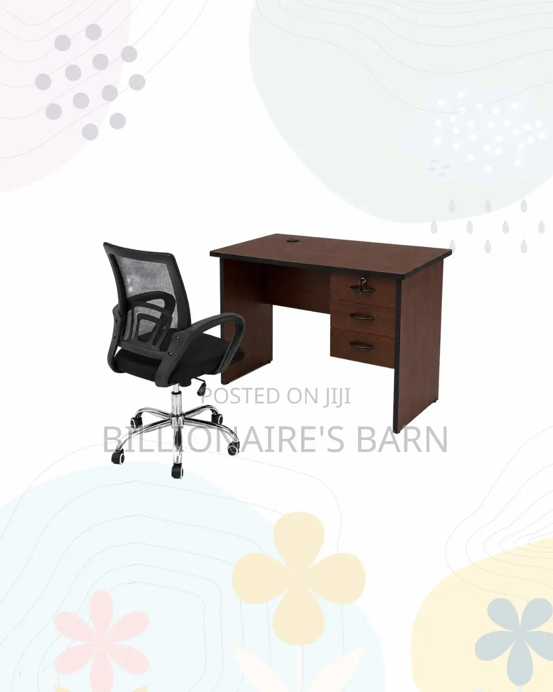 Modern 1m Desk and Secretarial Mesh Chair for Office Tasks