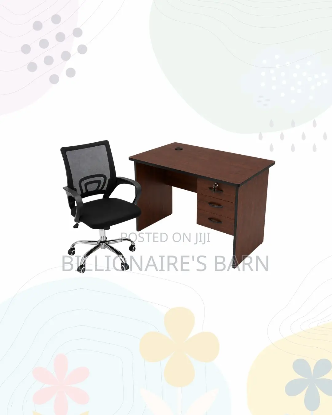 Modern 1m Desk and Secretarial Mesh Chair for Office Tasks