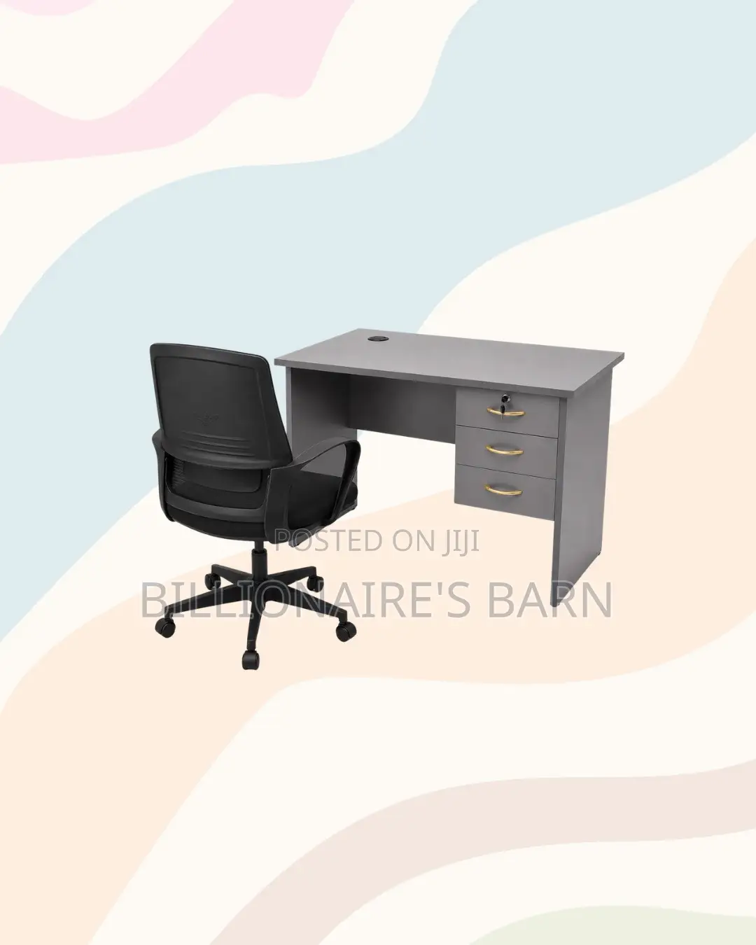 Modern 1m Desk Black Mid-Back Ergonomic Mesh Chair for Office Tasks