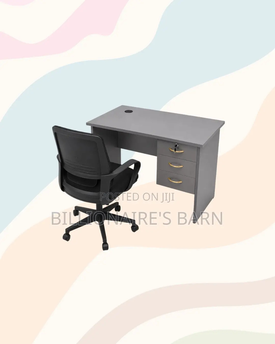 Modern 1m Desk Black Mid-Back Ergonomic Mesh Chair for Office Tasks