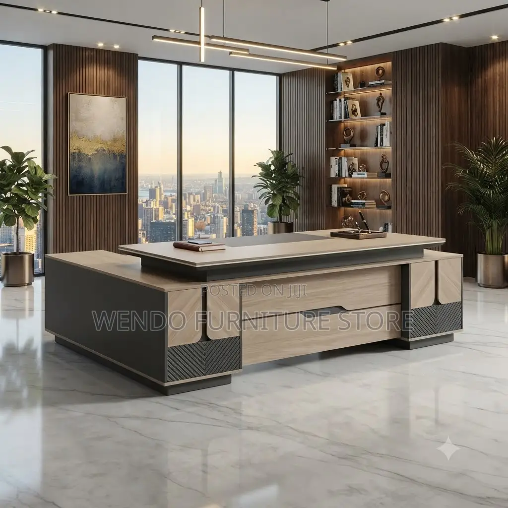 Offce Desk; 2.4 Meters Executive L Shaped Wooden Management Desk