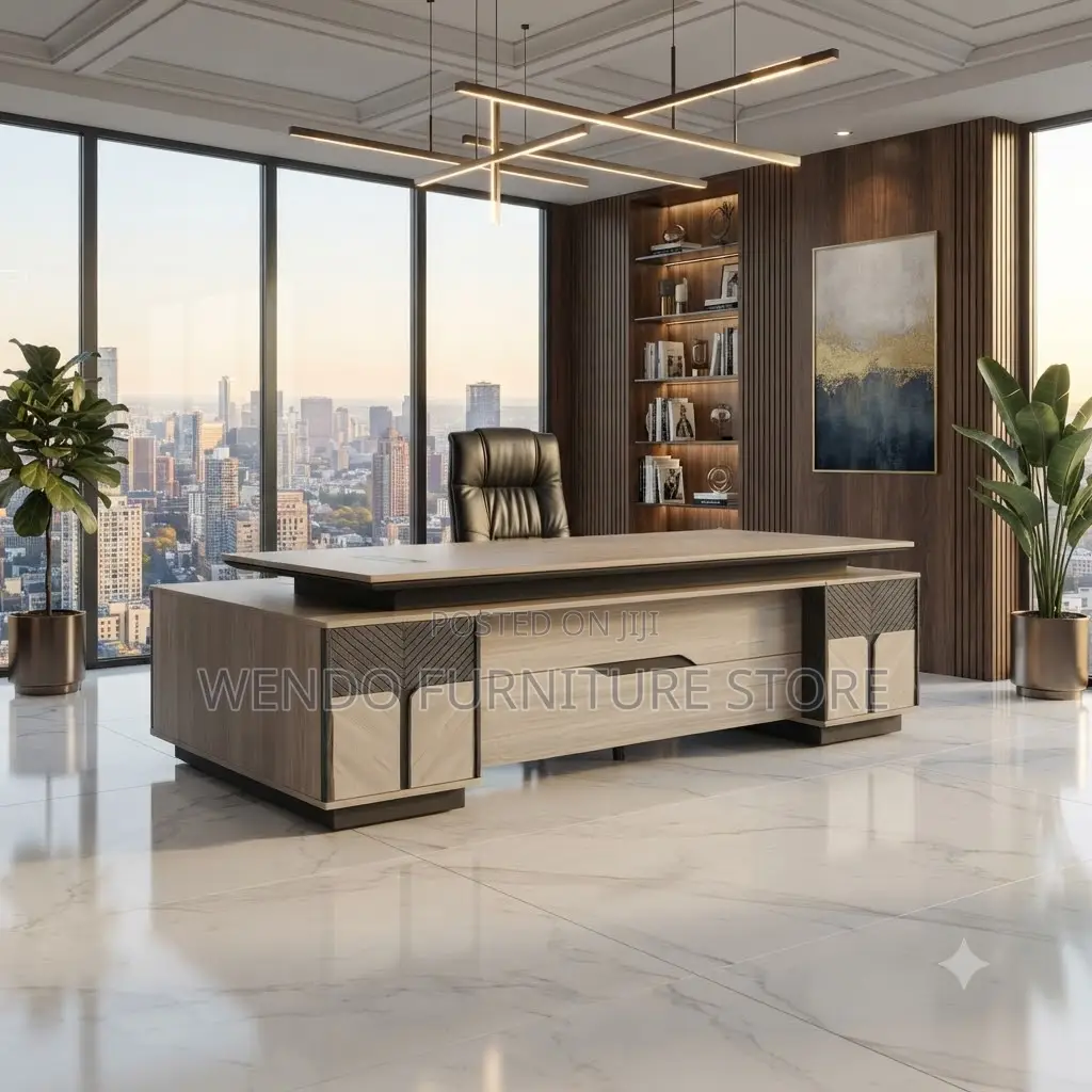 Offce Desk; 2.4 Meters Executive L Shaped Wooden Management Desk
