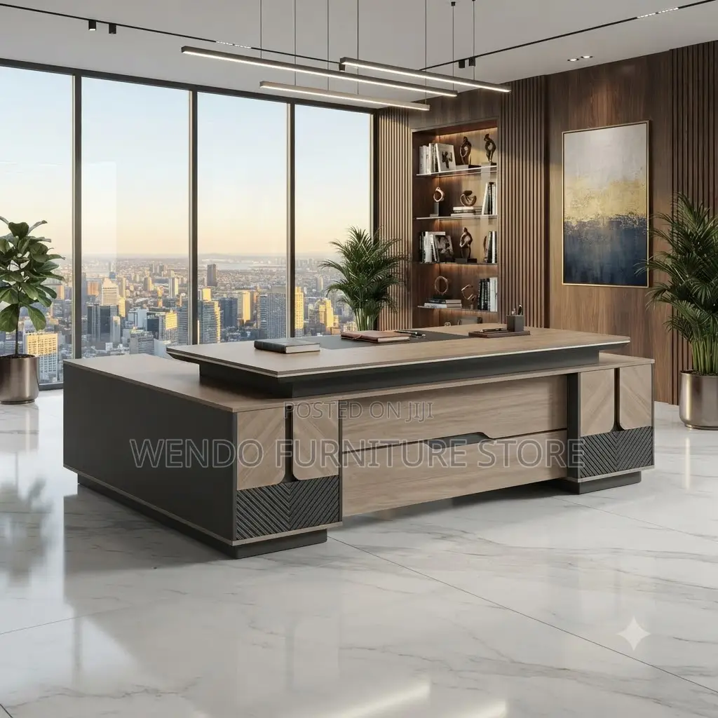 Offce Desk; 2.4 Meters Executive L Shaped Wooden Management Desk