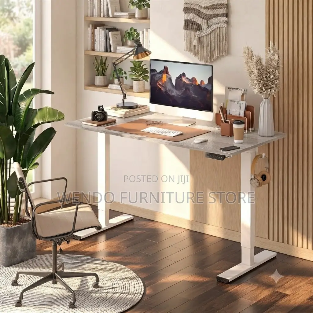 Office Desk; 1.4 Meters Electric Adjustable Height Home Office Table