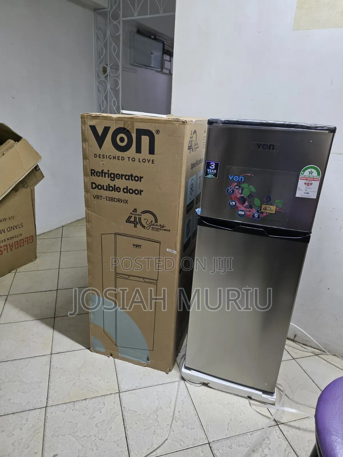 Von Double Door Refrigerator 138Litres