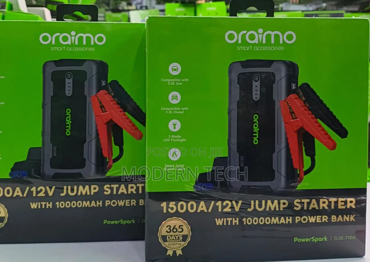 Oraimo 1500A Smart Car Jump Starter With LED Flashlight