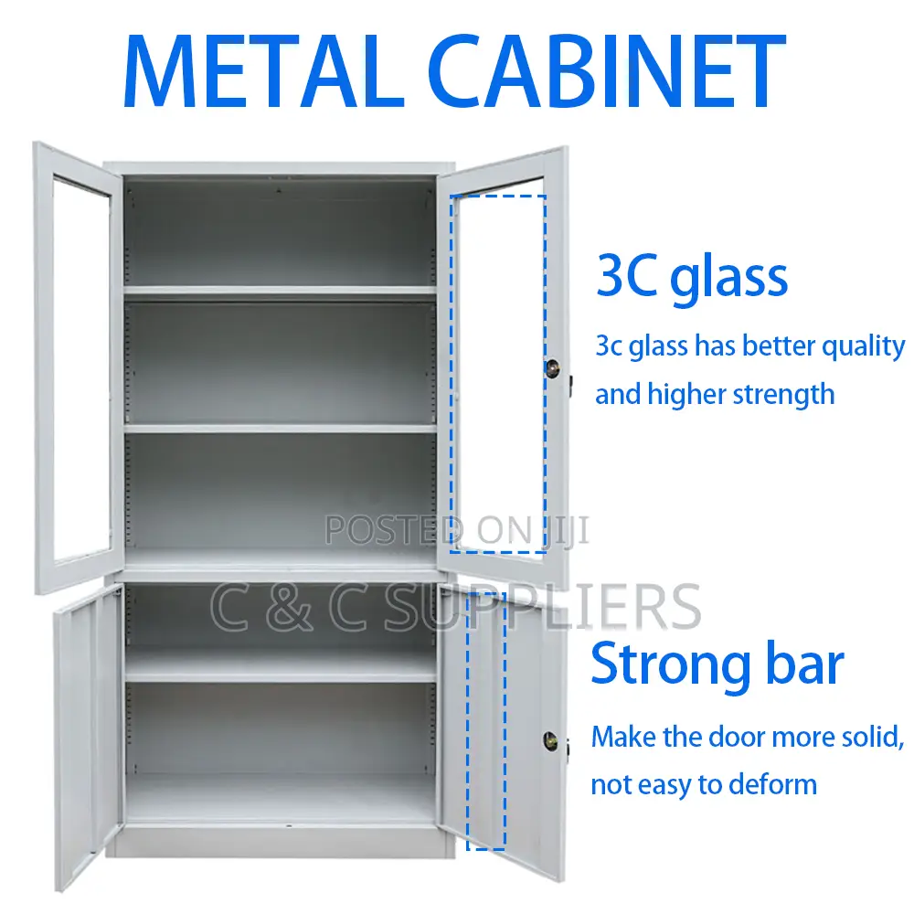 2-Door Half Glass Display File Cabinet