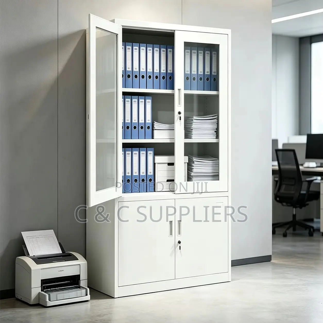 2-Door Half Glass Display File Cabinet