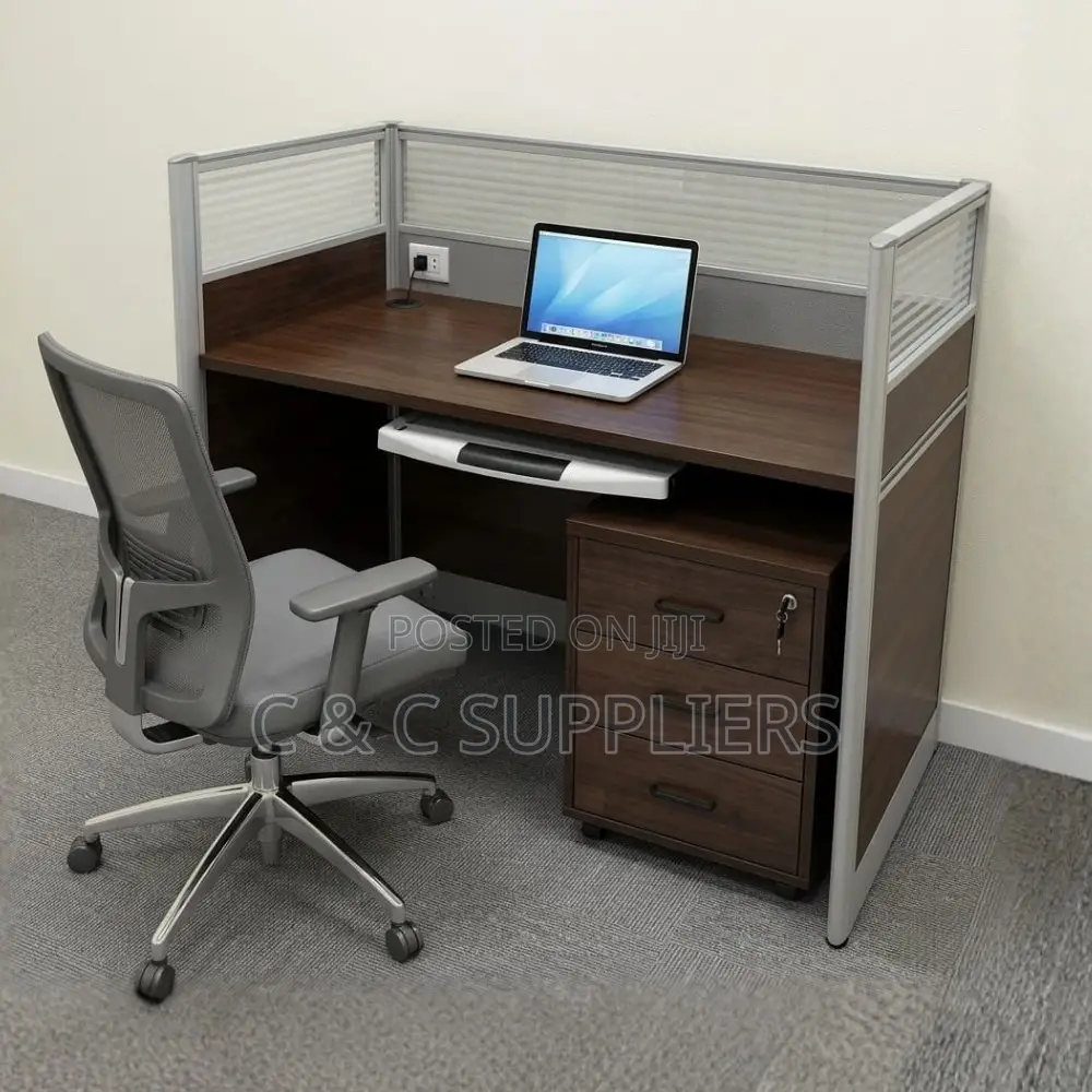 Single Seater Brown Office Workstation.