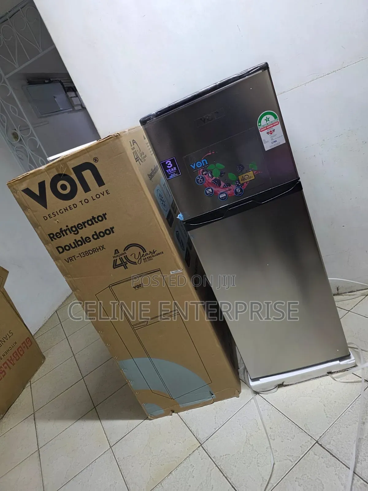 Von 138L Compact Double Door Fridge