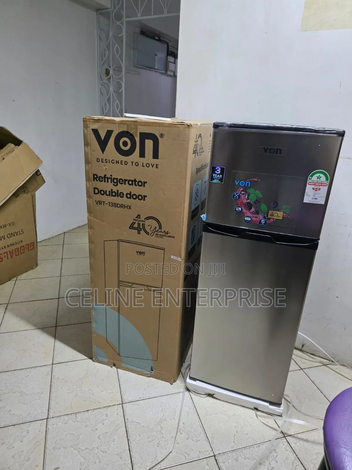 Von 138L Compact Double Door Fridge