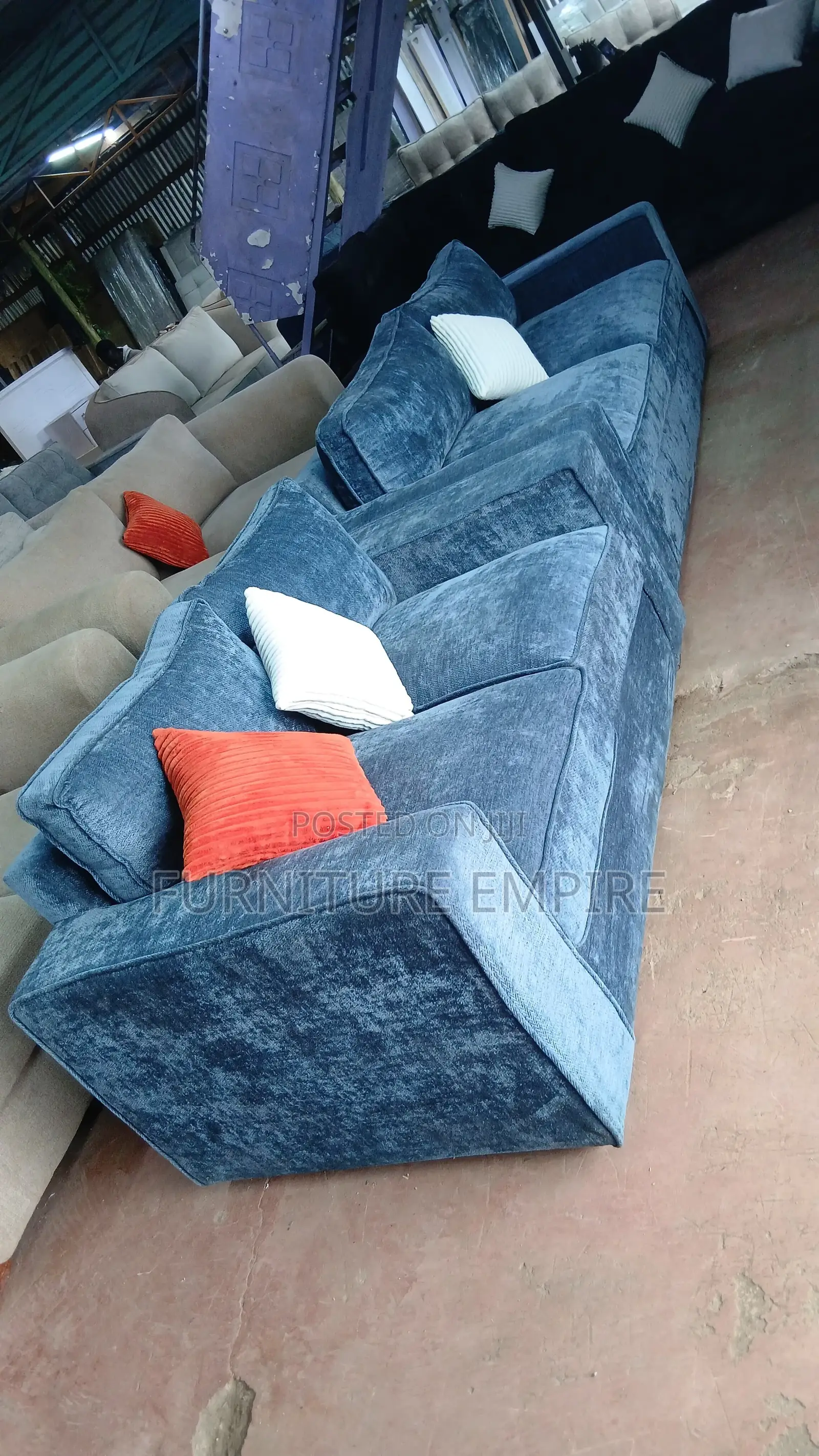 5 Seater 3,2 Sofa Blue Fabric